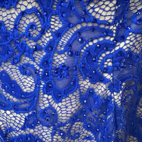 Dave & Johnny Royal Blue Beaded Dress 5/6 Sleeveless Party Cocktail Christmas - Picture 6 of 11